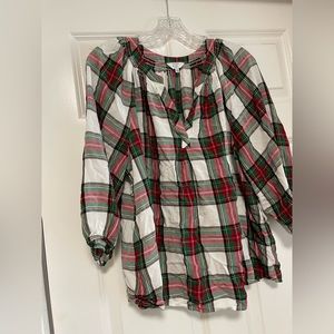 Crown and Ivy festive plaid blouse